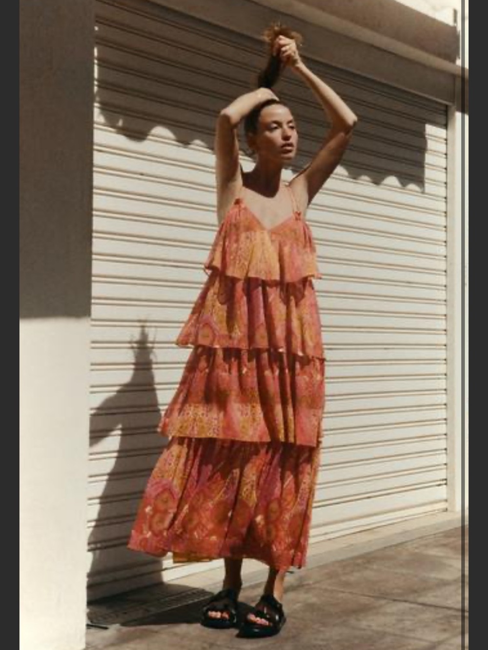 Zara Multicoloured Tiered Ruffled Dress Size Medium NWT